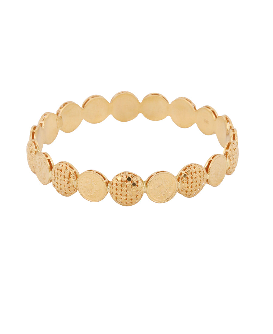 Bigeasy Jewellers 22K Gold Coin-Design Bangle – 18g, Size 2.5